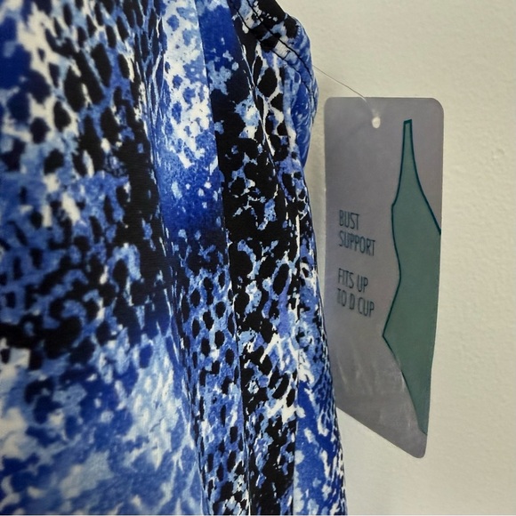 Swim Solutions Tankini Bikini Top Womens 12 Blue Snake Print NWT - Princess Seam - Picture 5 of 11